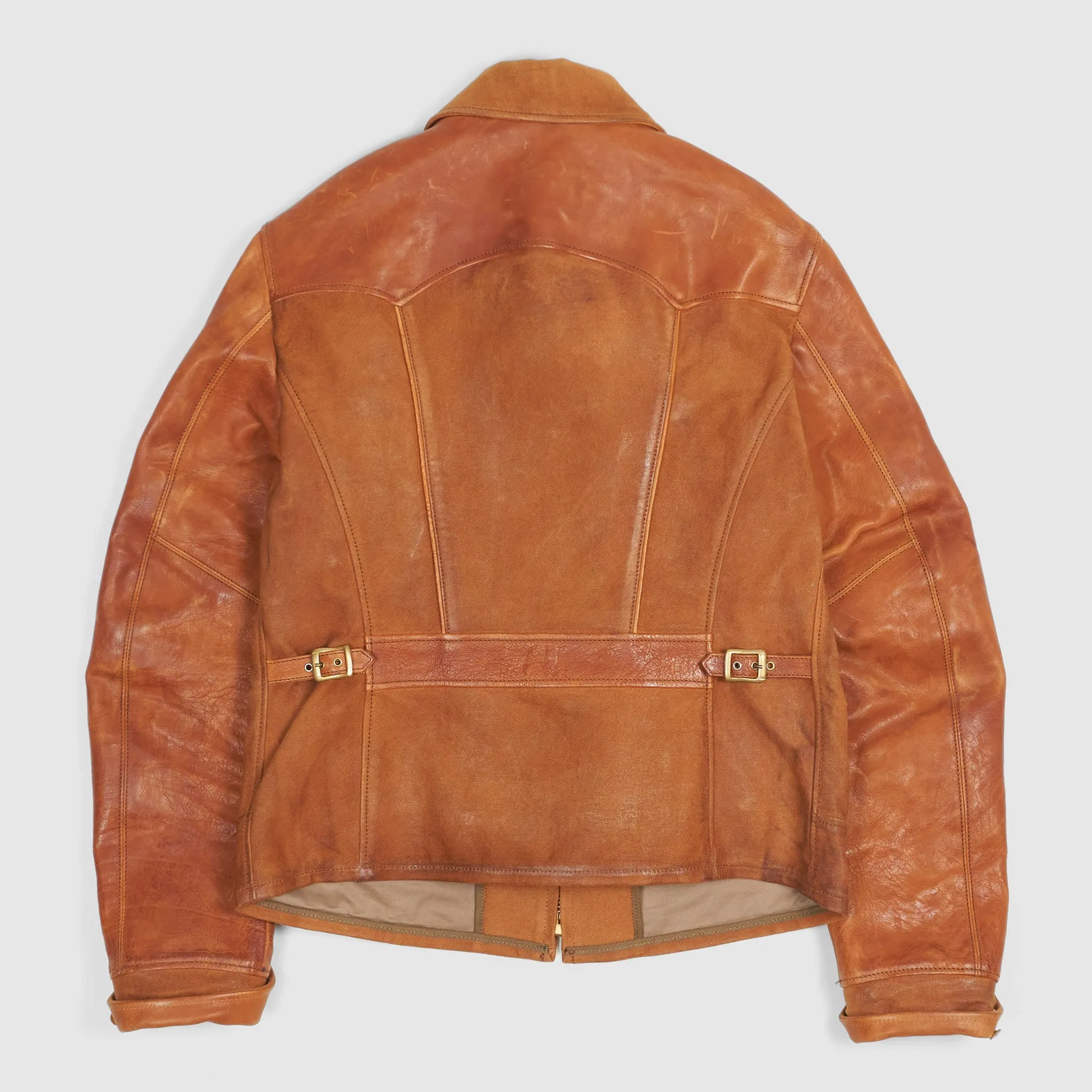 Thedi Leathers 2-Tone Canvas Buffalo Leather Jacket