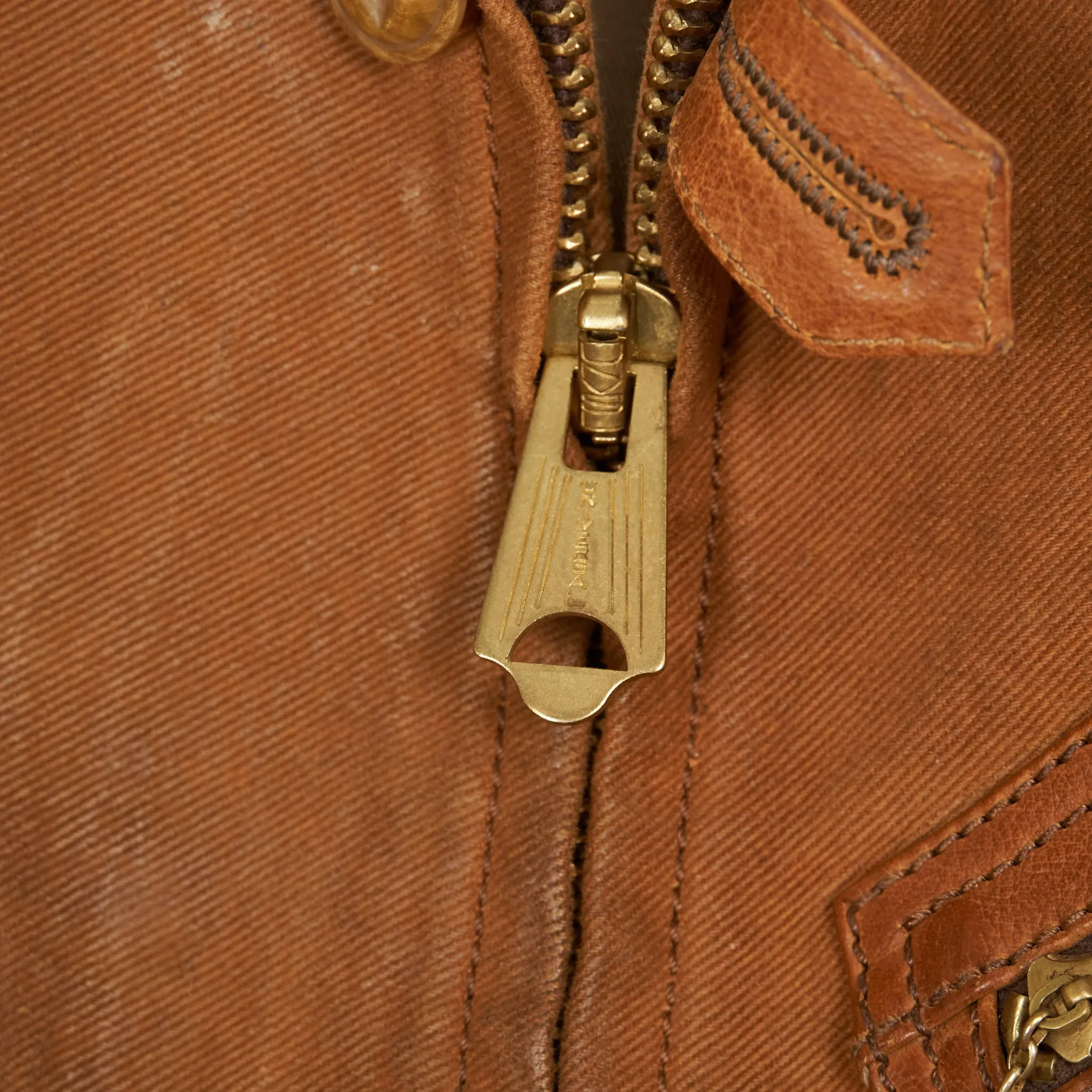 Thedi Leathers 2-Tone Canvas Buffalo Leather Jacket