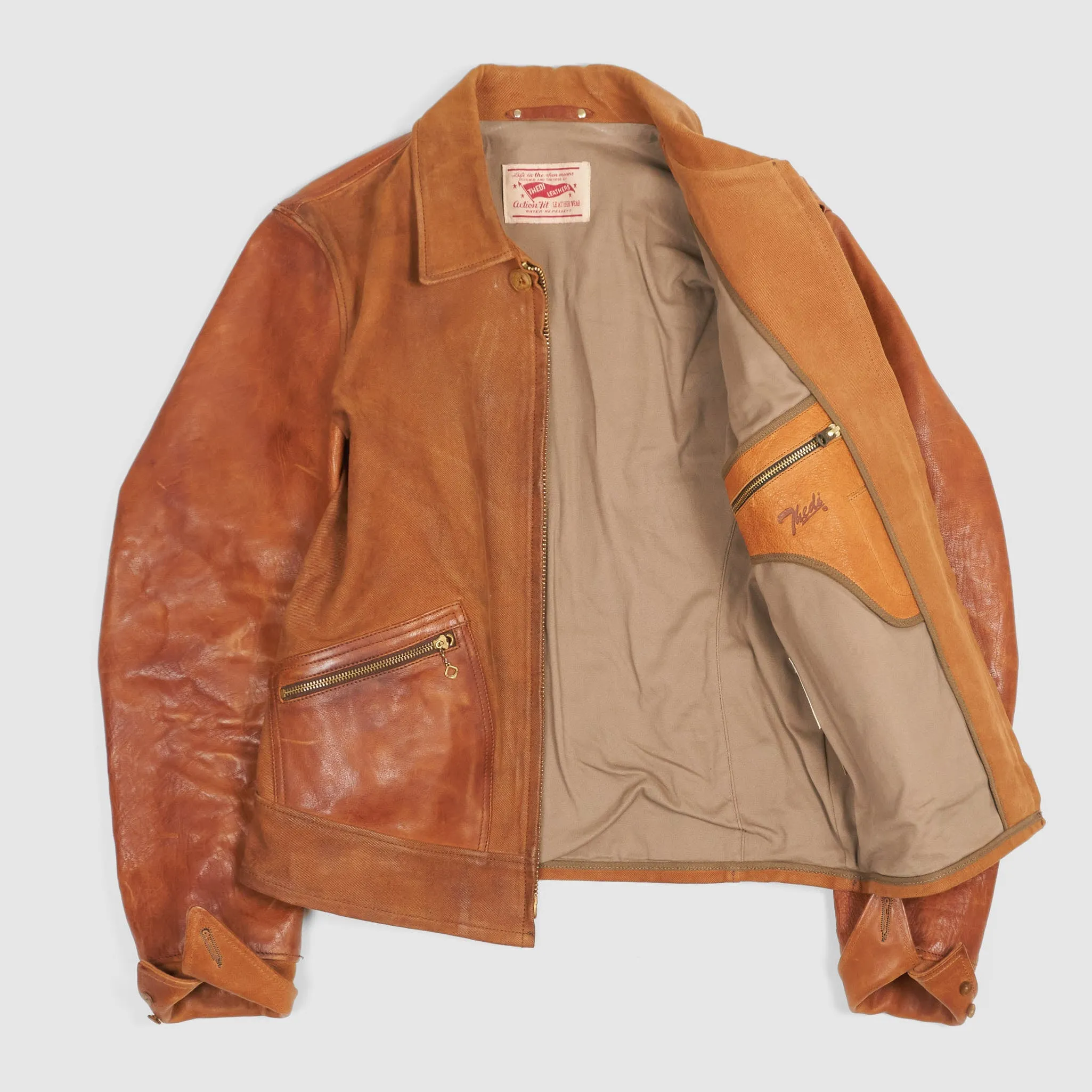 Thedi Leathers 2-Tone Canvas Buffalo Leather Jacket