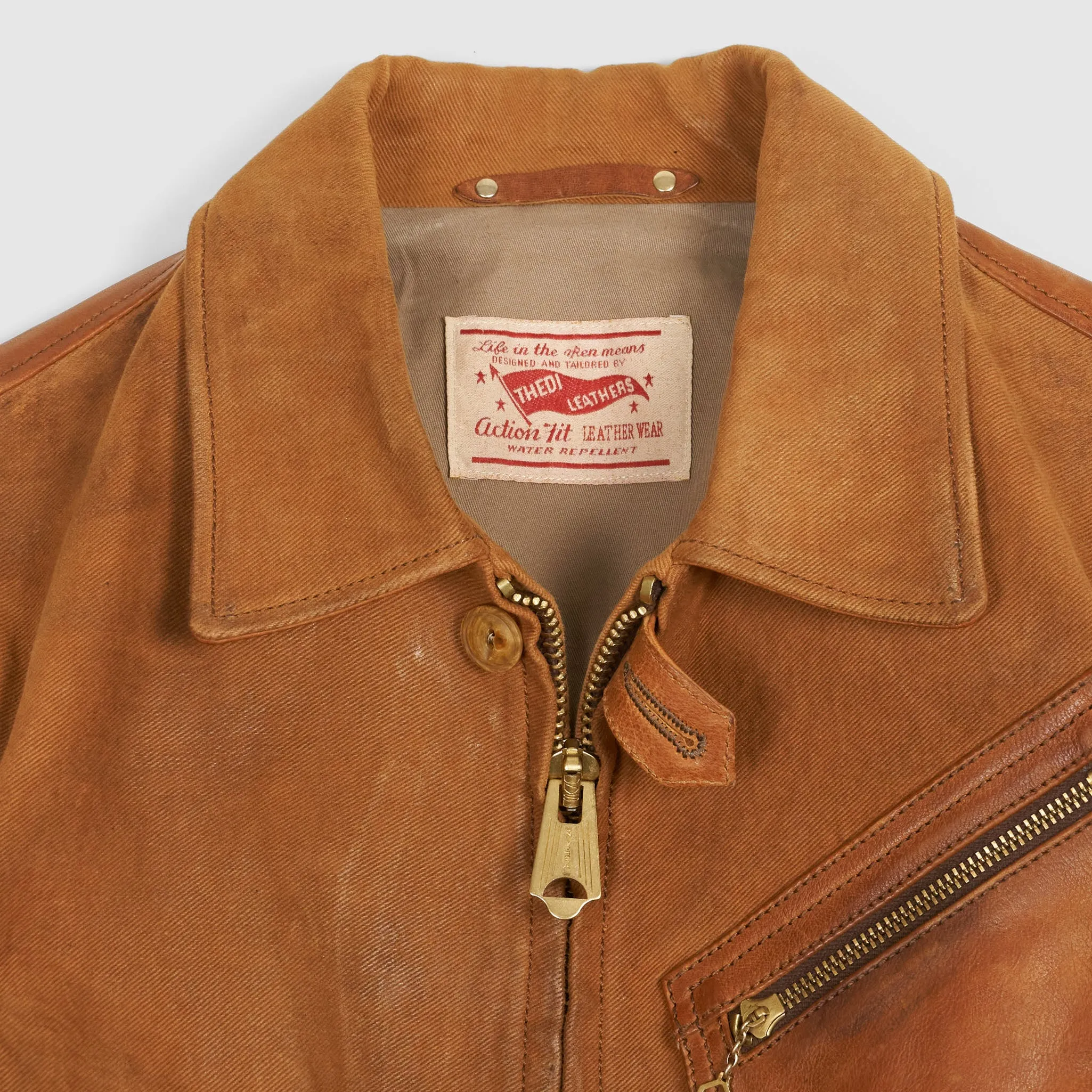 Thedi Leathers 2-Tone Canvas Buffalo Leather Jacket