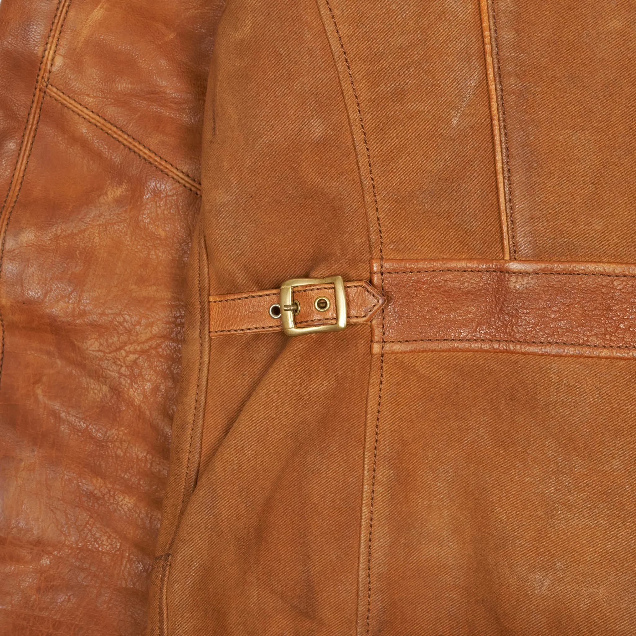 Thedi Leathers 2-Tone Canvas Buffalo Leather Jacket