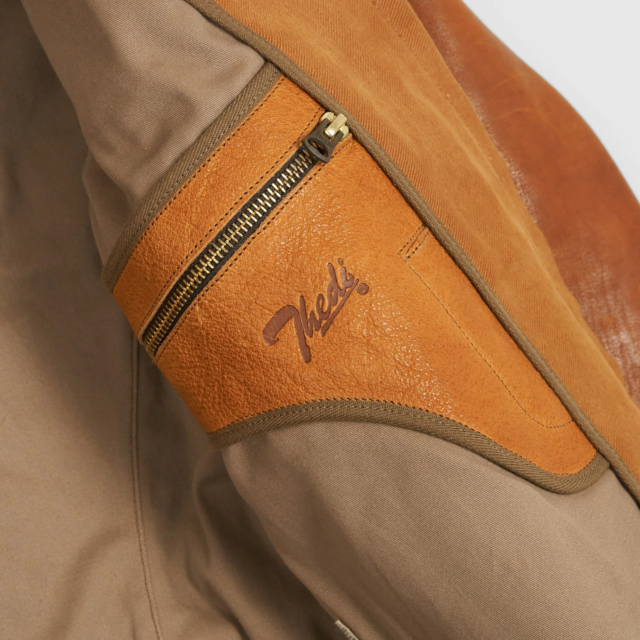 Thedi Leathers 2-Tone Canvas Buffalo Leather Jacket