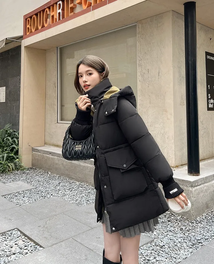 Thickened Windproof Quilted Puffer Jacket for Women