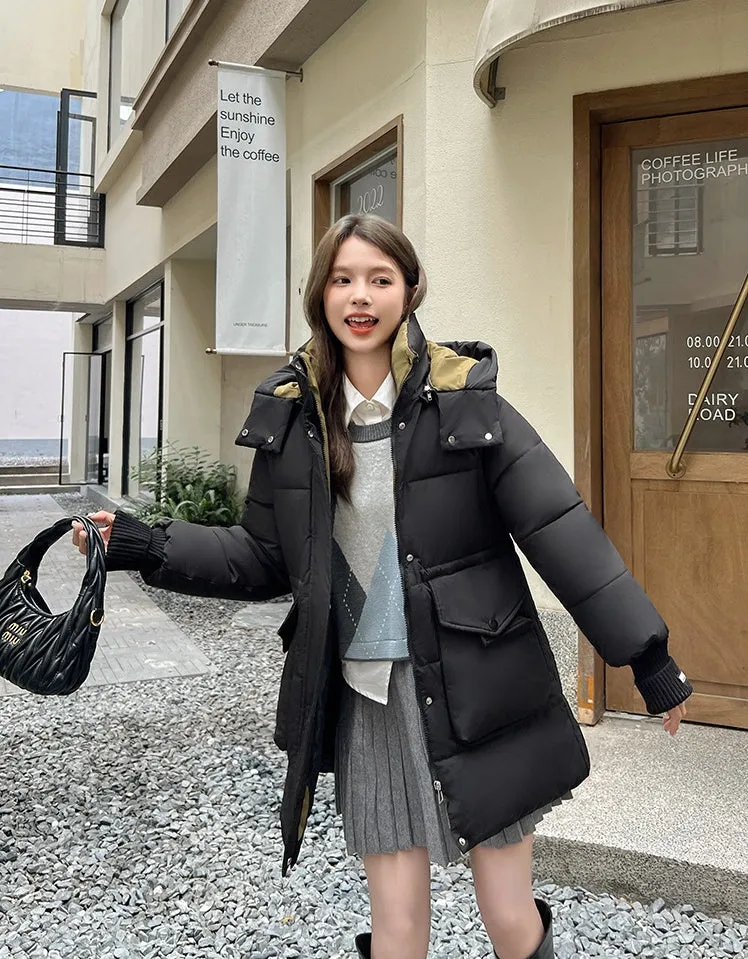 Thickened Windproof Quilted Puffer Jacket for Women