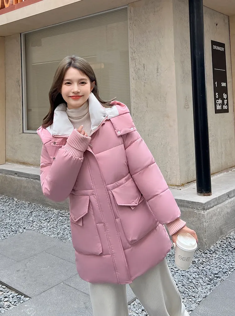Thickened Windproof Quilted Puffer Jacket for Women