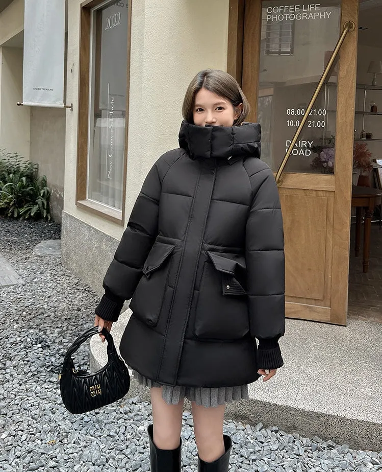 Thickened Windproof Quilted Puffer Jacket for Women