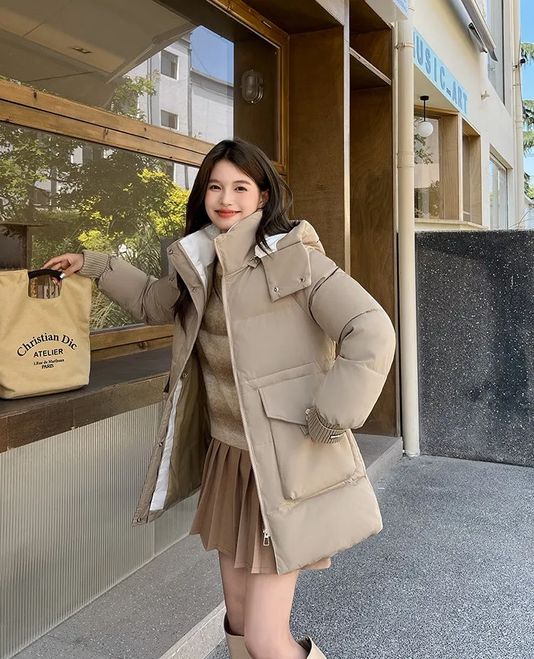 Thickened Windproof Quilted Puffer Jacket for Women