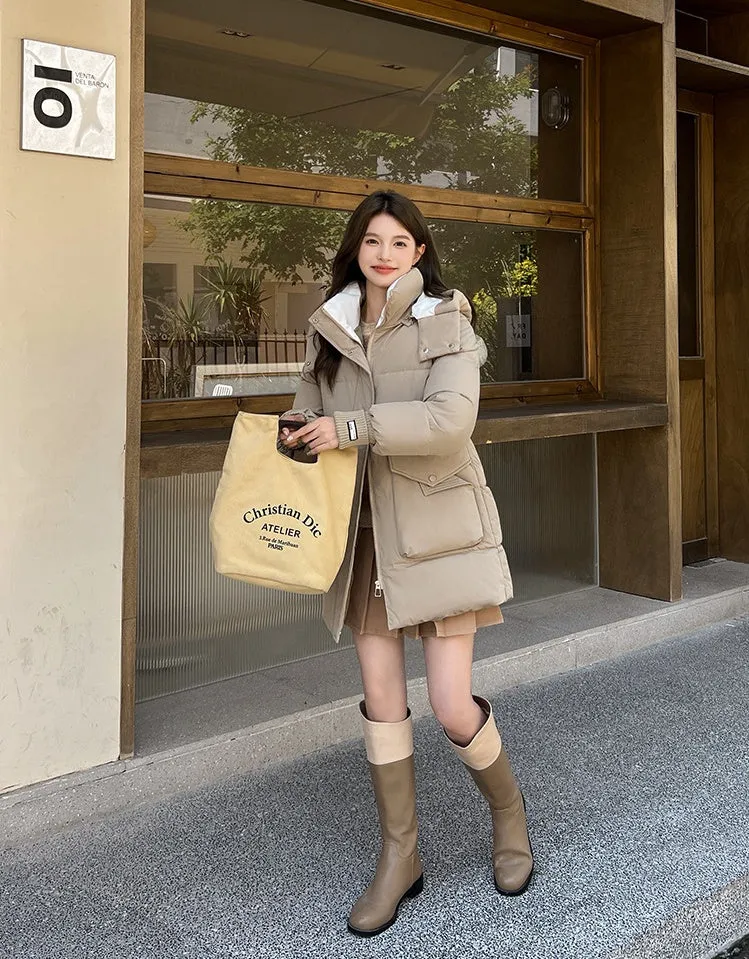 Thickened Windproof Quilted Puffer Jacket for Women