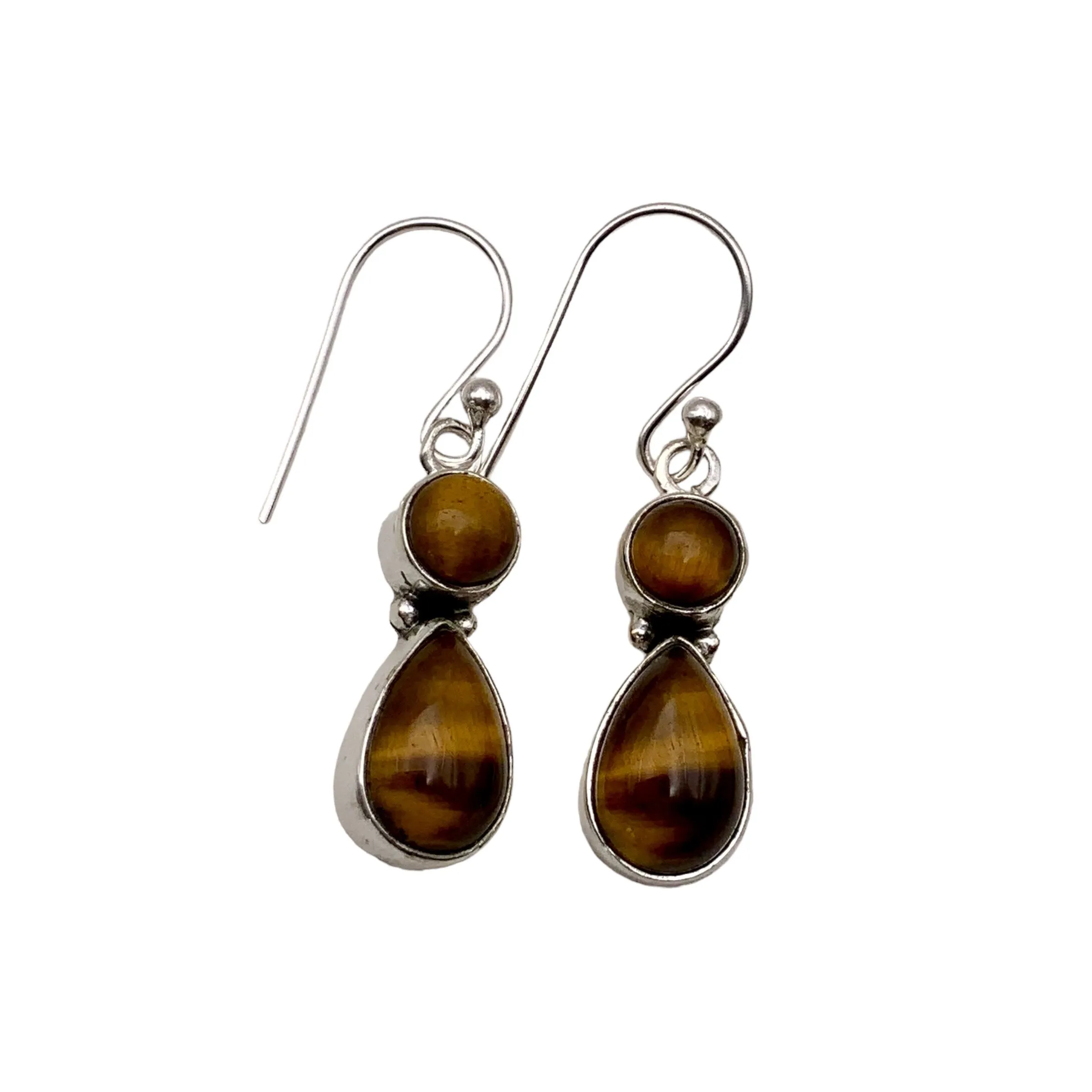 Tigers Eye Solid 925 Sterling Silver Earrings