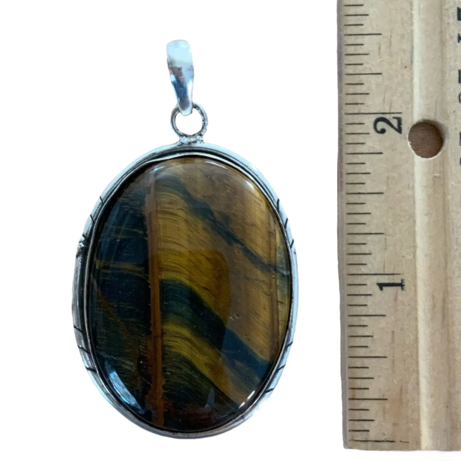 Tigers Eye Solid 925 Sterling Silver Pendant