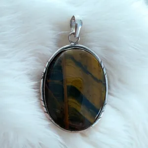 Tigers Eye Solid 925 Sterling Silver Pendant