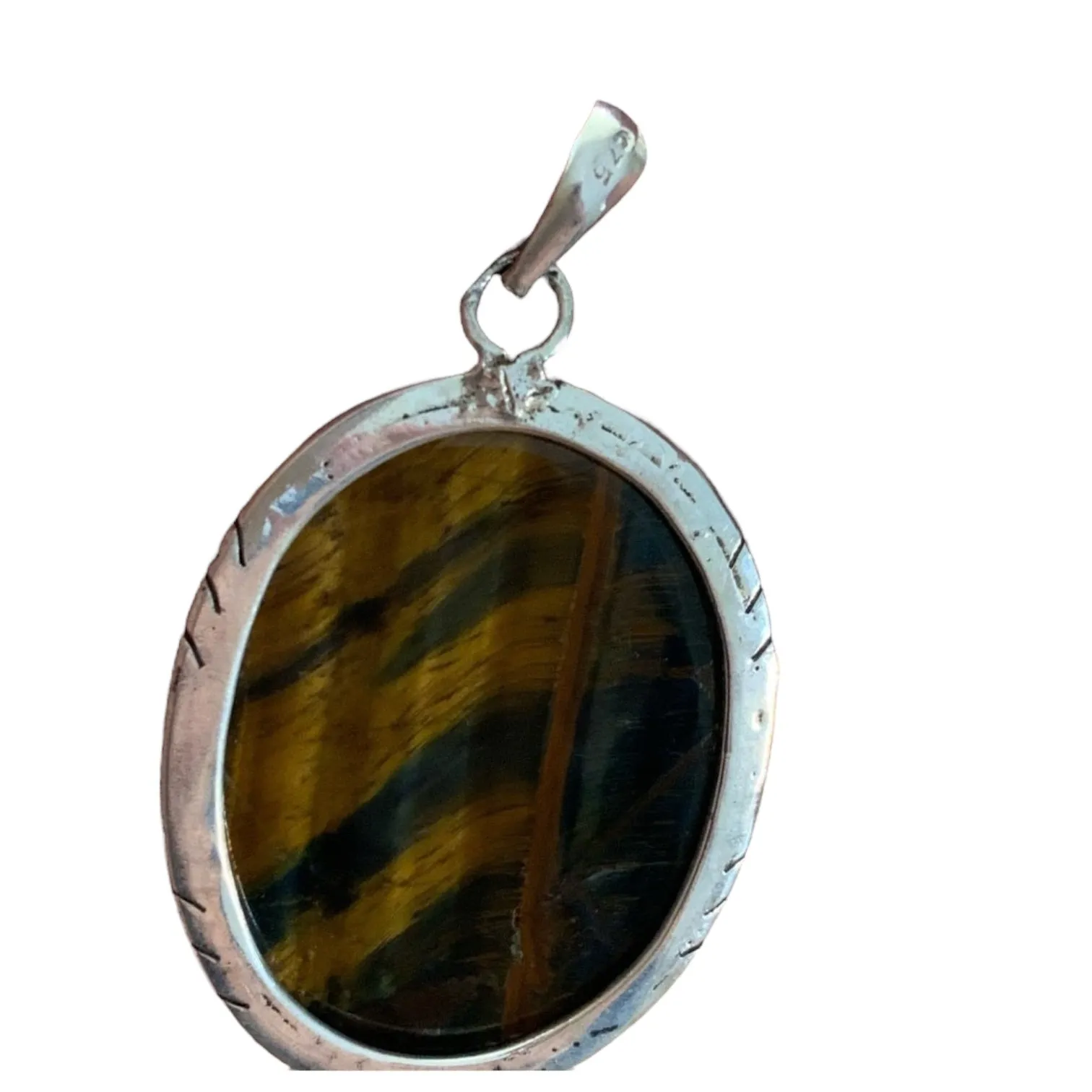 Tigers Eye Solid 925 Sterling Silver Pendant