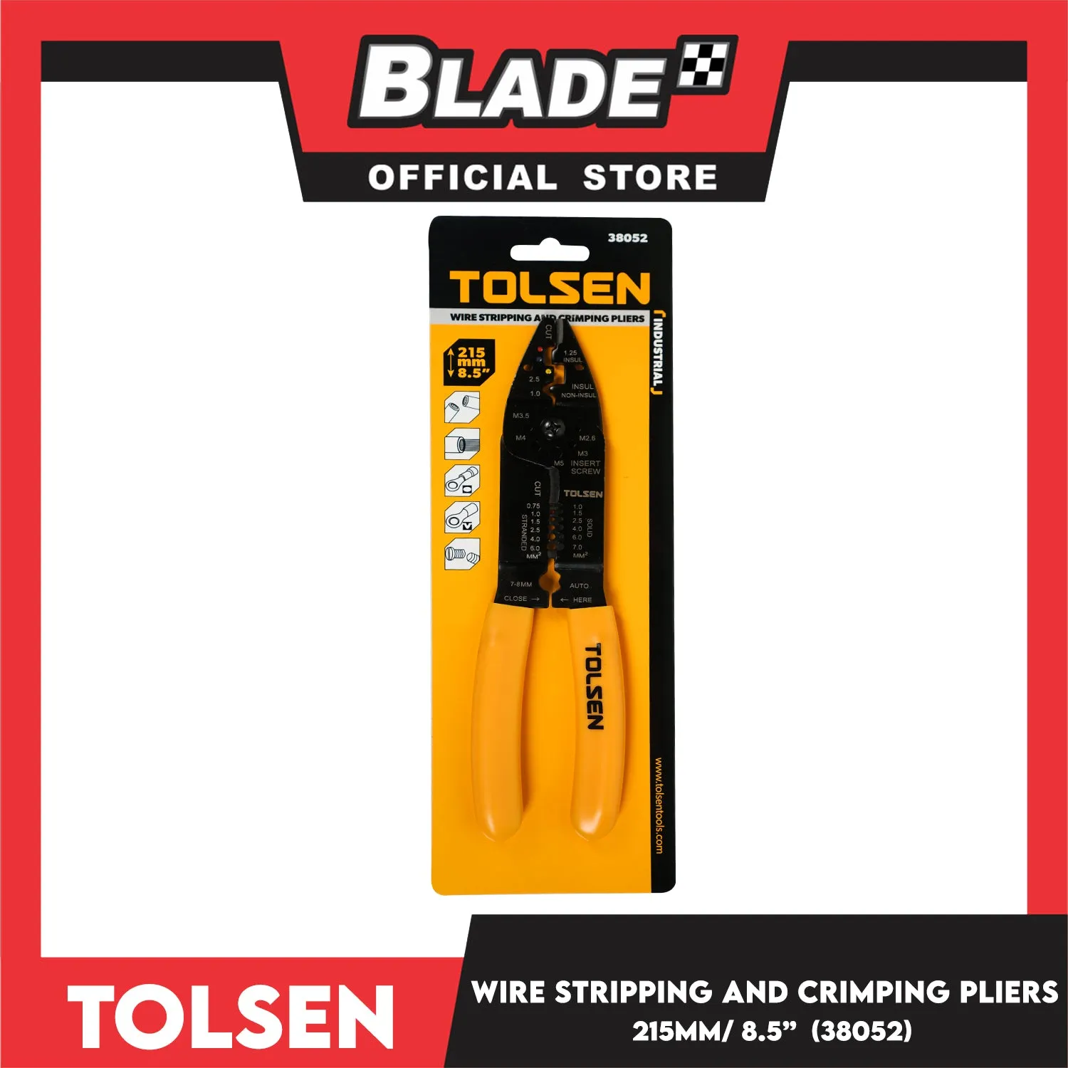 Tolsen Pliers Wire Stripping and Crimping 215mm 8.5' 38052