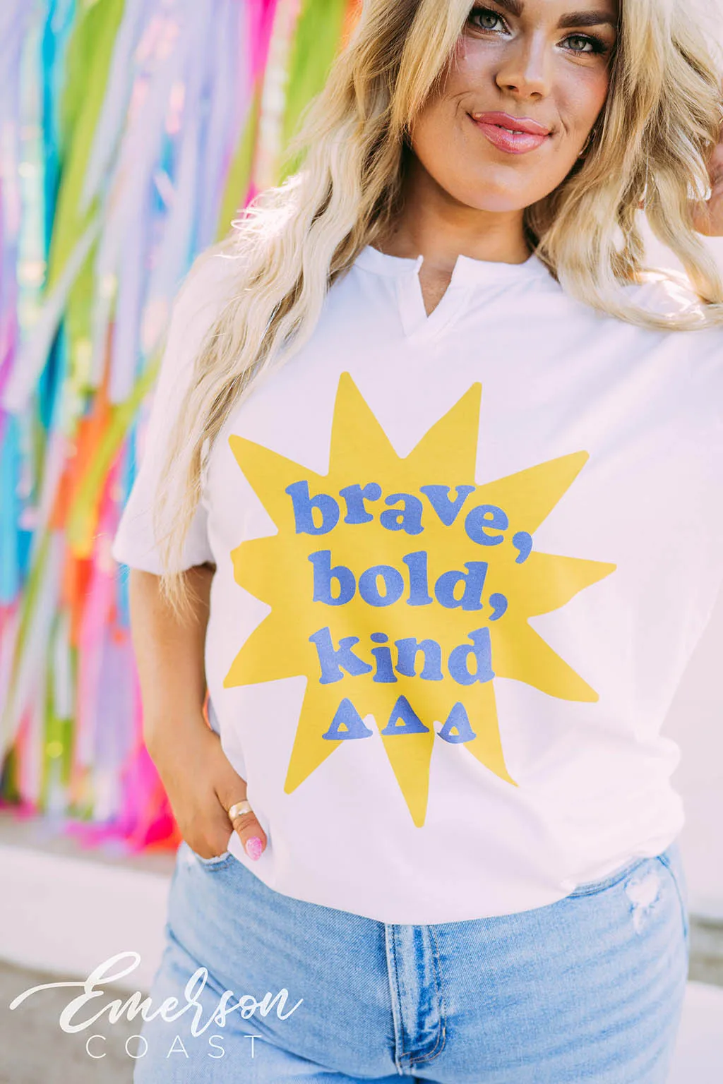 Tri Delta Brave Bold Kind Notch Tee