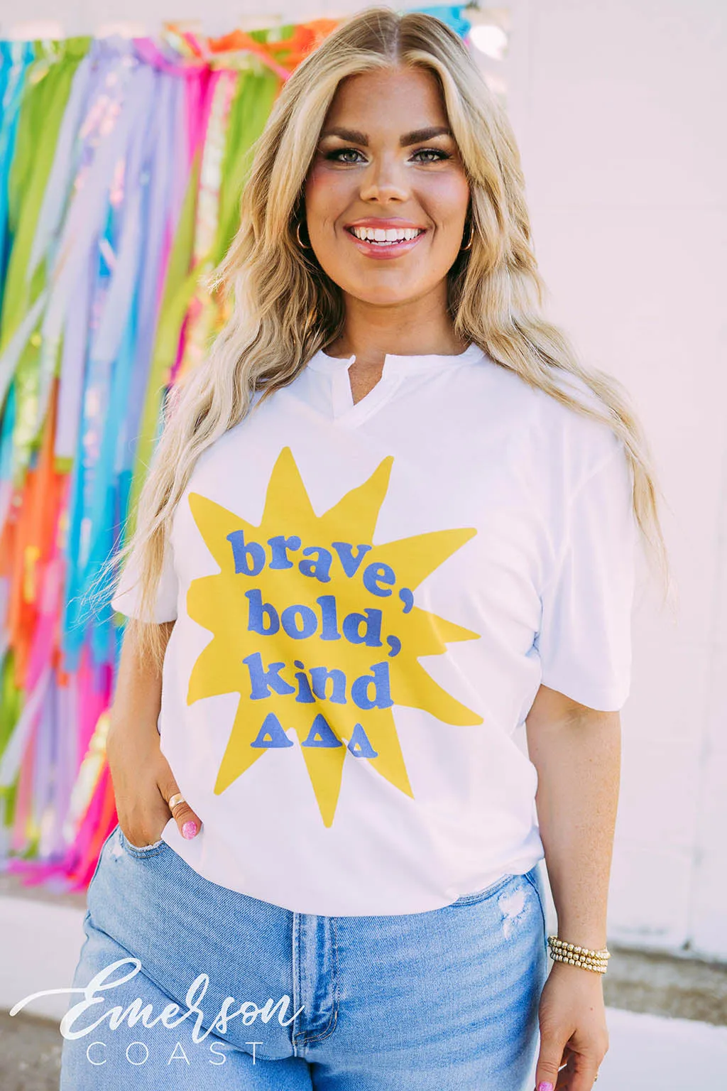 Tri Delta Brave Bold Kind Notch Tee