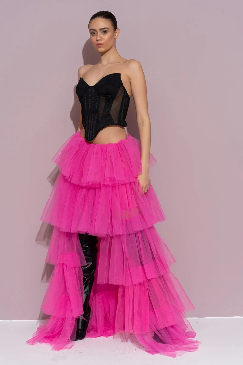 Two-wear layered tulle skirt