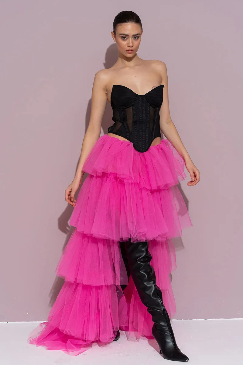 Two-wear layered tulle skirt
