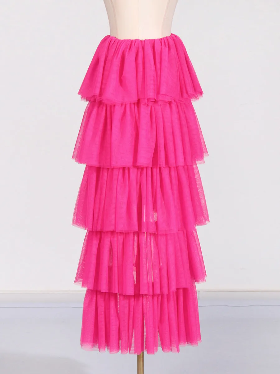 Two-wear layered tulle skirt