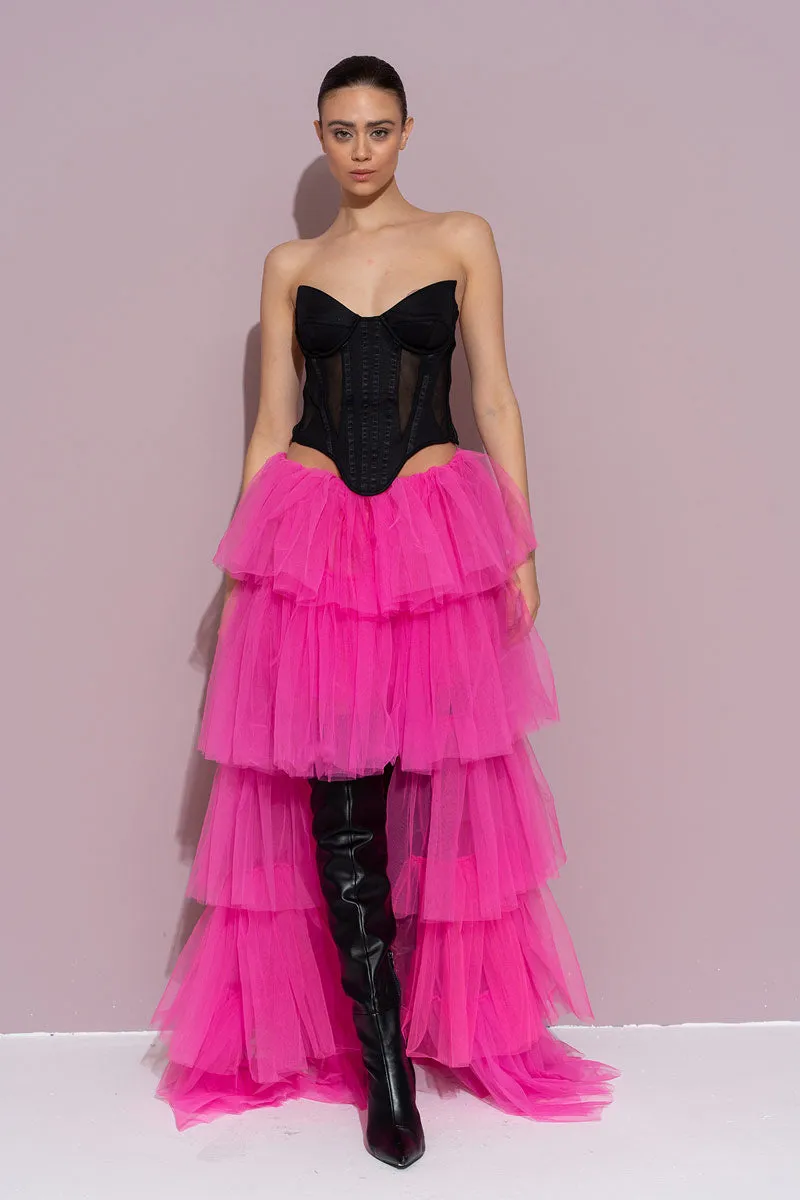 Two-wear layered tulle skirt