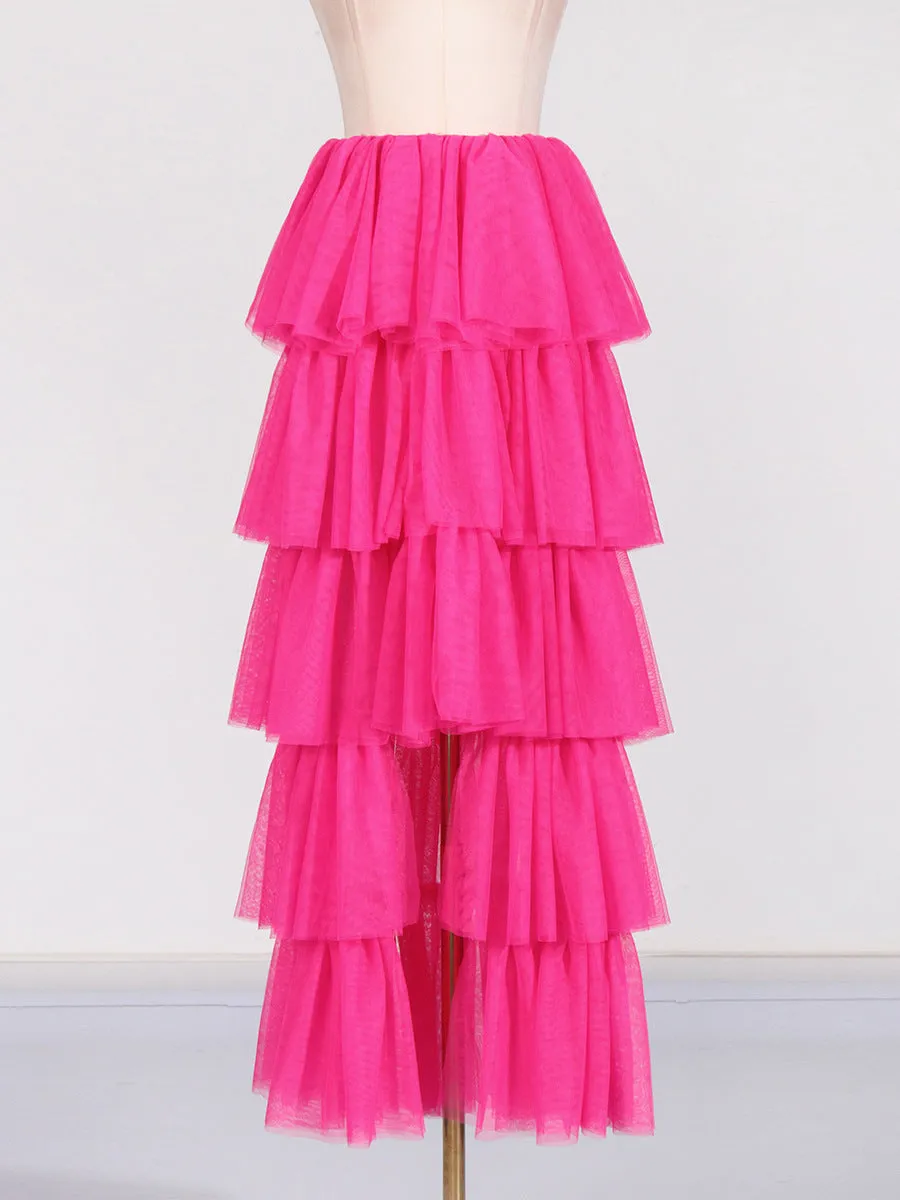 Two-wear layered tulle skirt