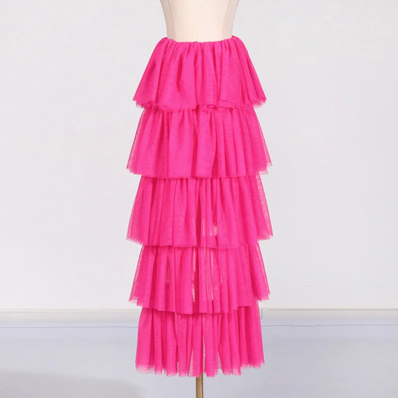 Two-wear layered tulle skirt