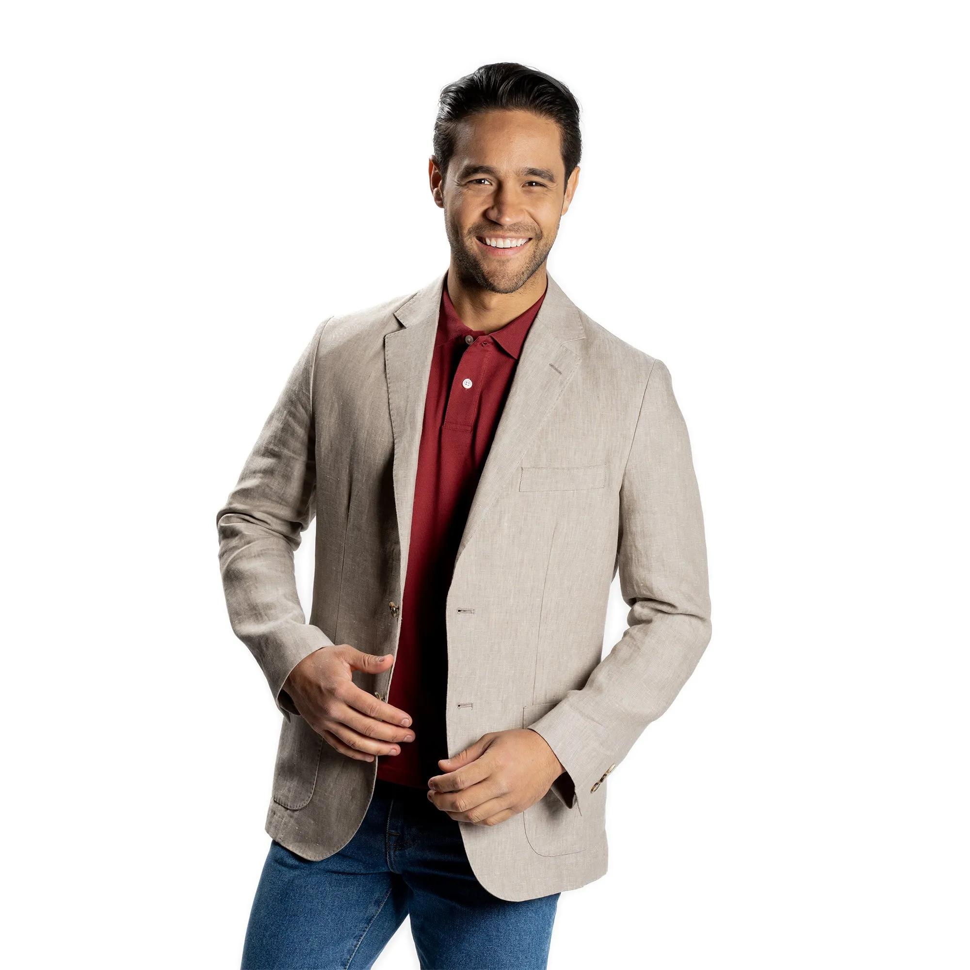 Unstructured Linen Jackets - Tan