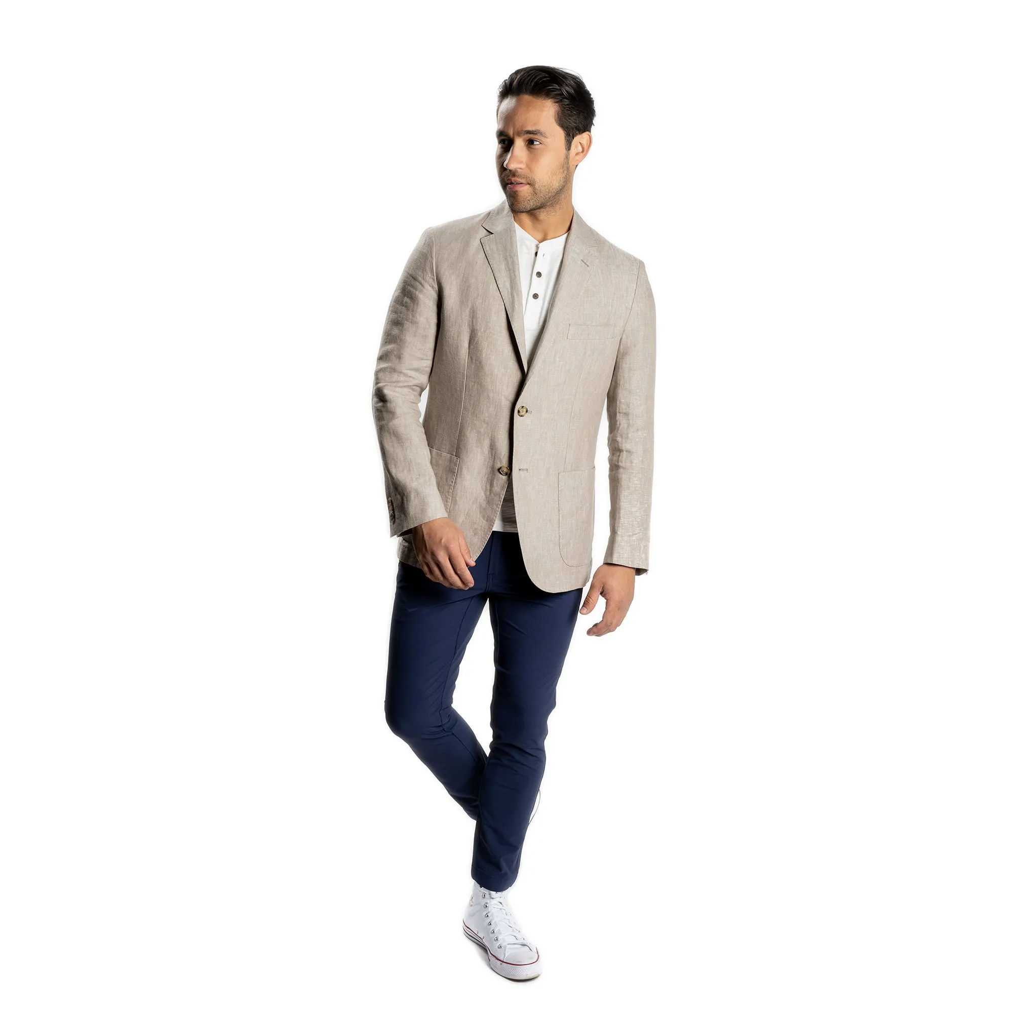 Unstructured Linen Jackets - Tan