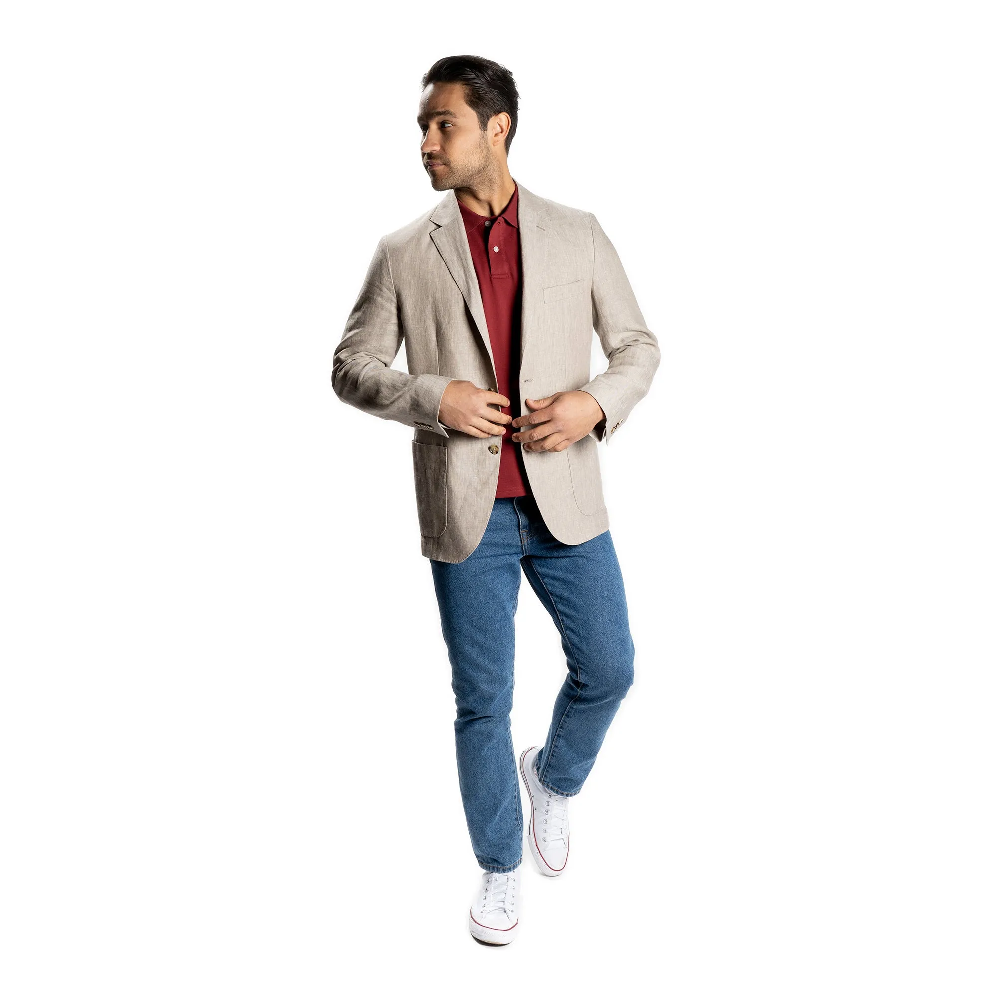 Unstructured Linen Jackets - Tan