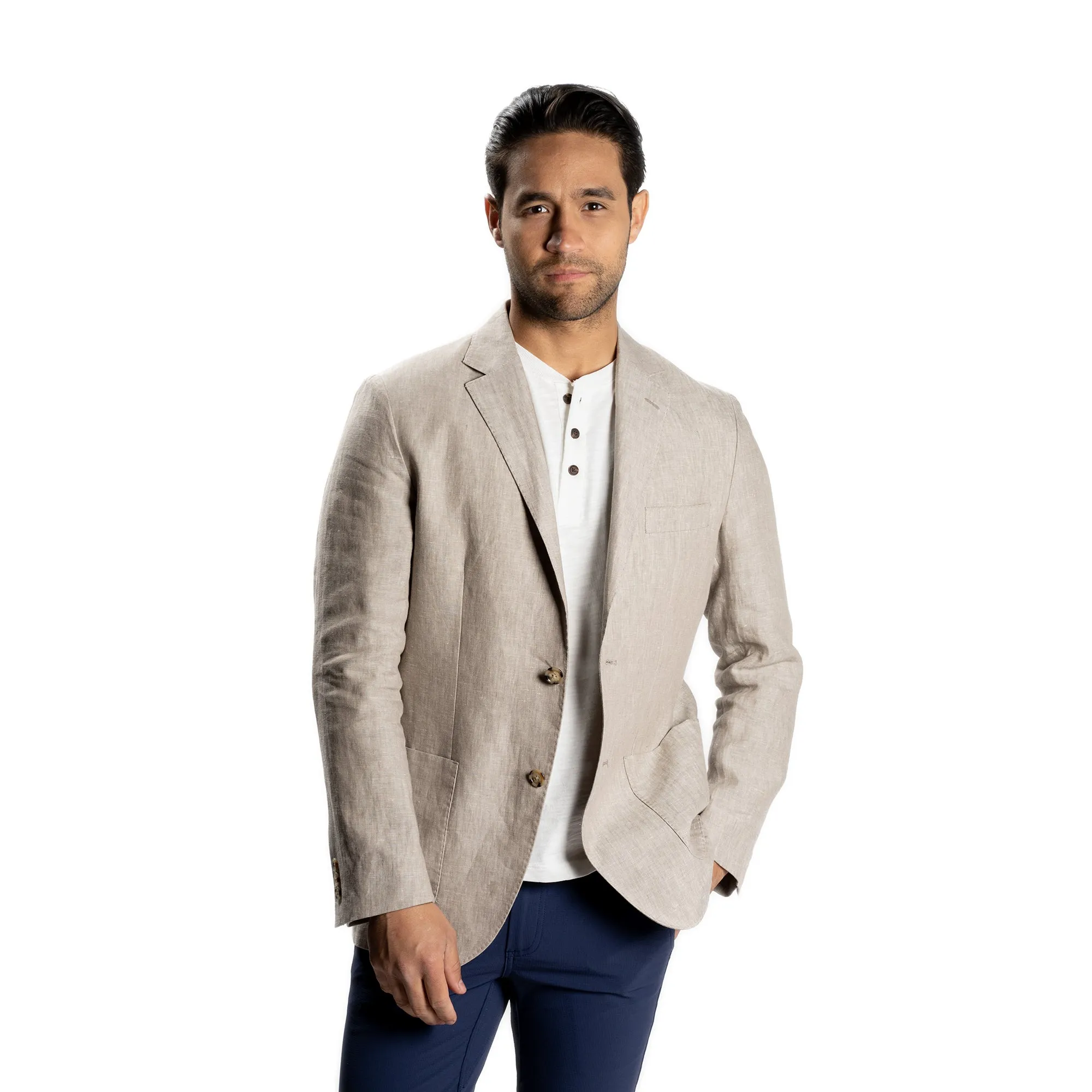 Unstructured Linen Jackets - Tan
