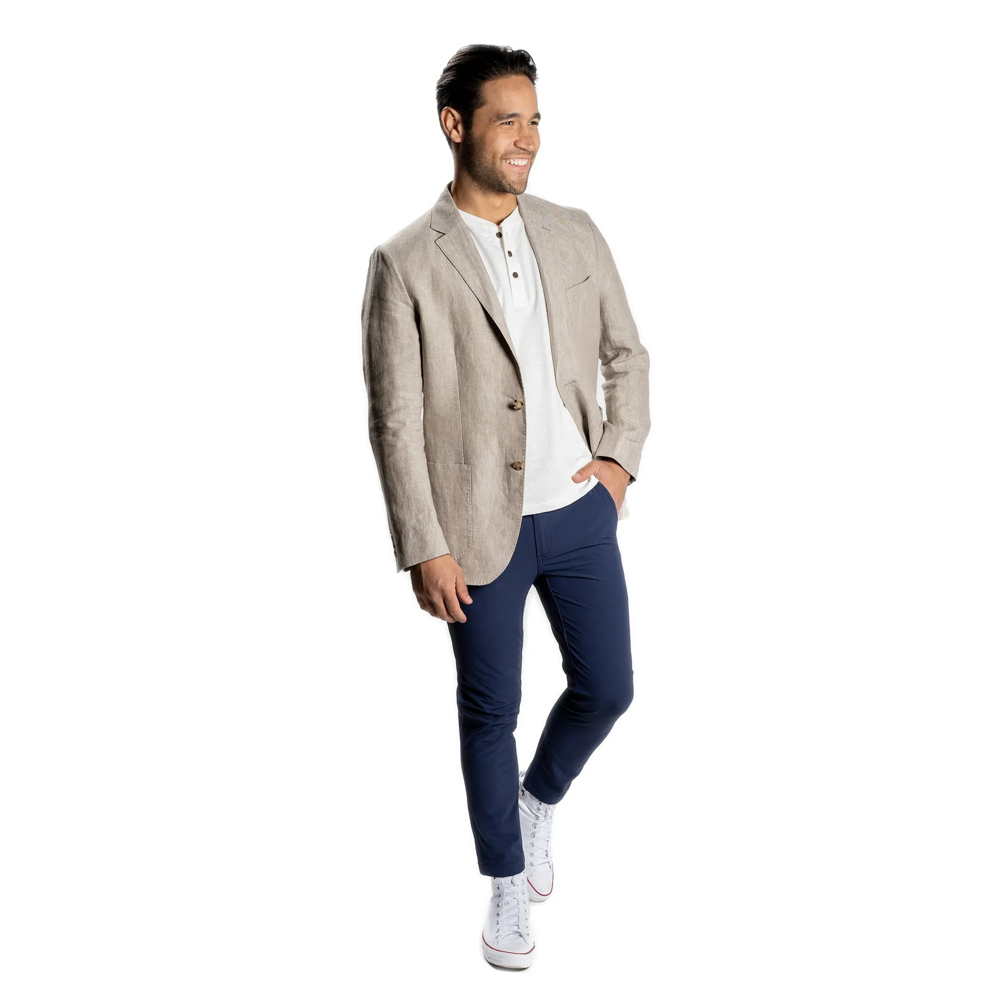 Unstructured Linen Jackets - Tan