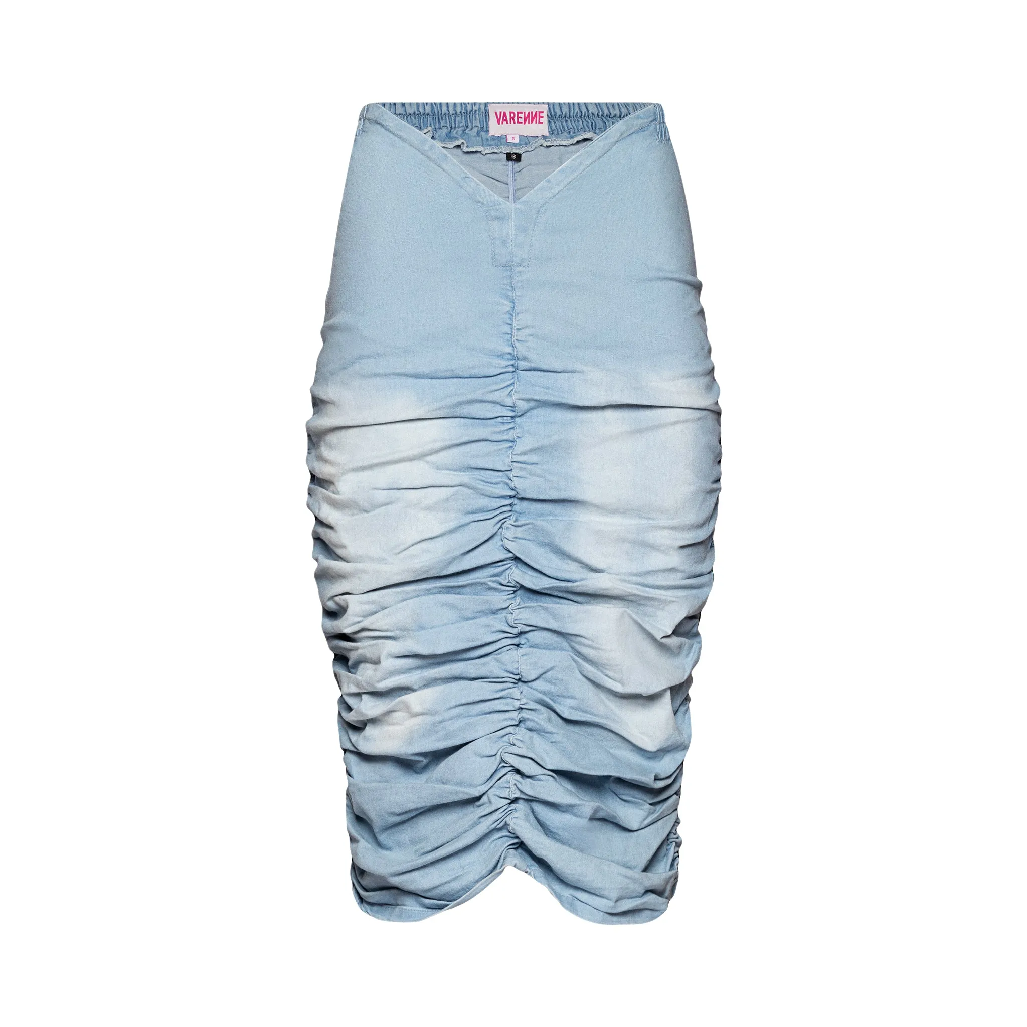 V Cut Ruched Denim Skirt