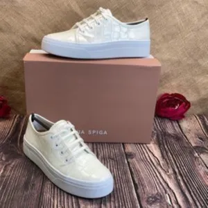 VIA SPIGA Off White Leather Viola Platform Sneaker 6