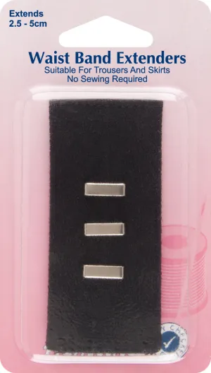 Waistband Extender Hook and bar For Trousers & Skirts Extends 1-2 Inches: Black