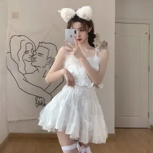 white bowknot camisole skirt KF83895