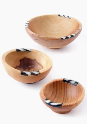 Wild Olive Wood & Bone Bowl Medium