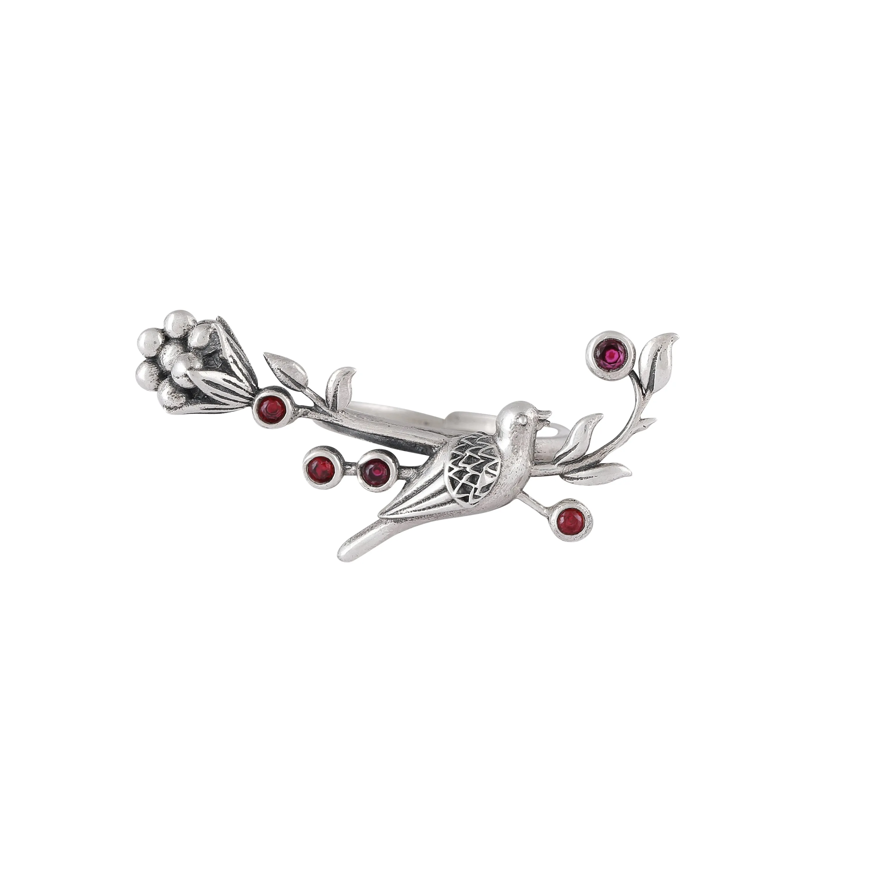 William Morris - Strawberry Thief Silver Creeper Finger Ring by Moha