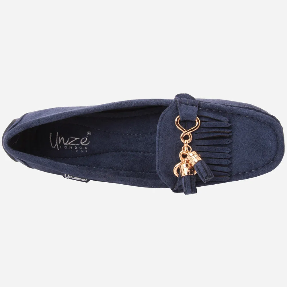Women "PATICE" Moosehide Fringed Kilty Moccasins