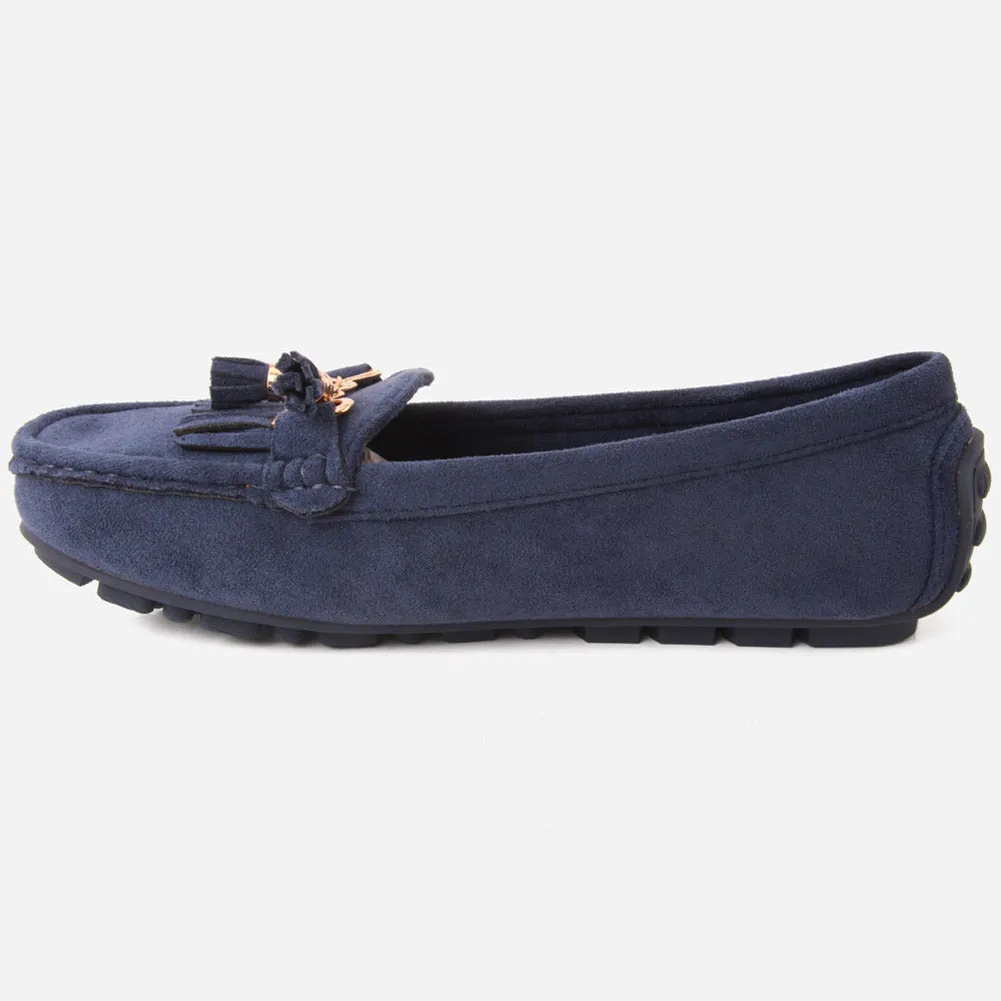 Women "PATICE" Moosehide Fringed Kilty Moccasins