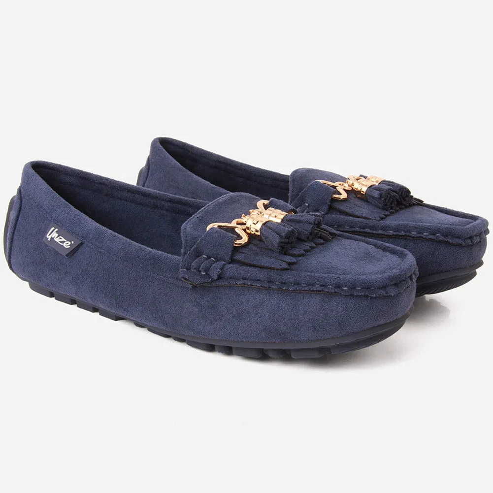 Women "PATICE" Moosehide Fringed Kilty Moccasins