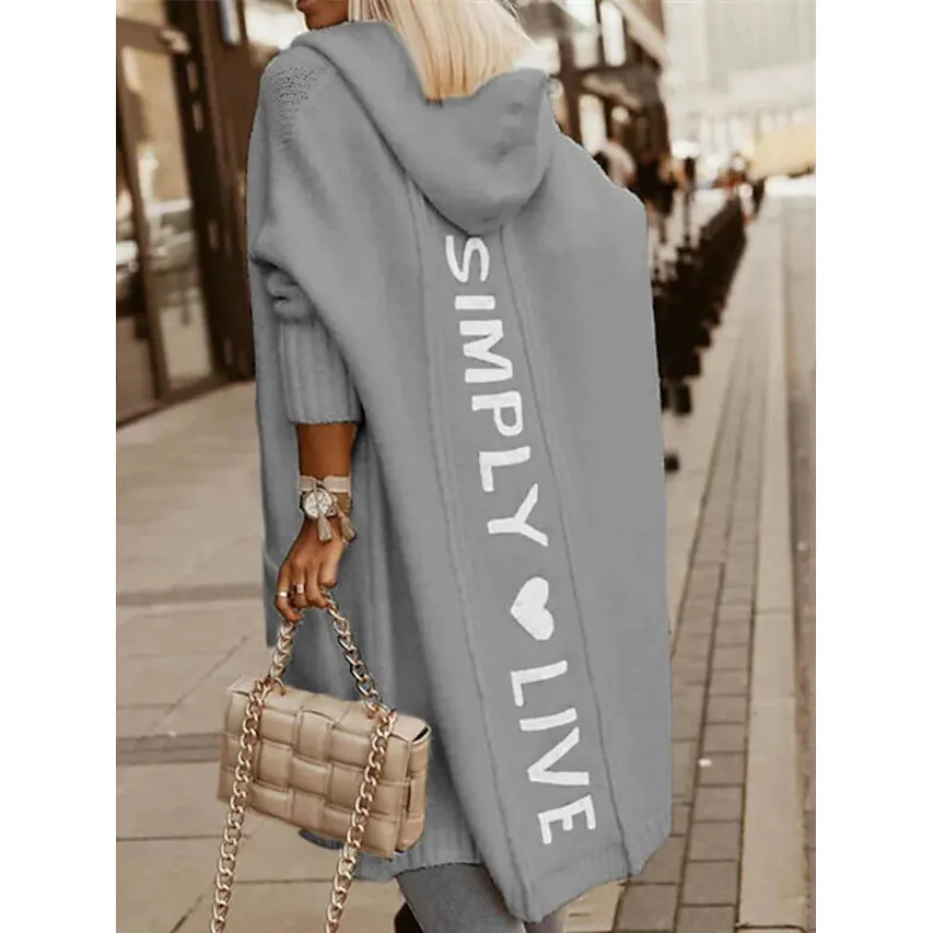 Women's Cardigan Knitted Letter Personalized Stylish Casual Long Sleeve