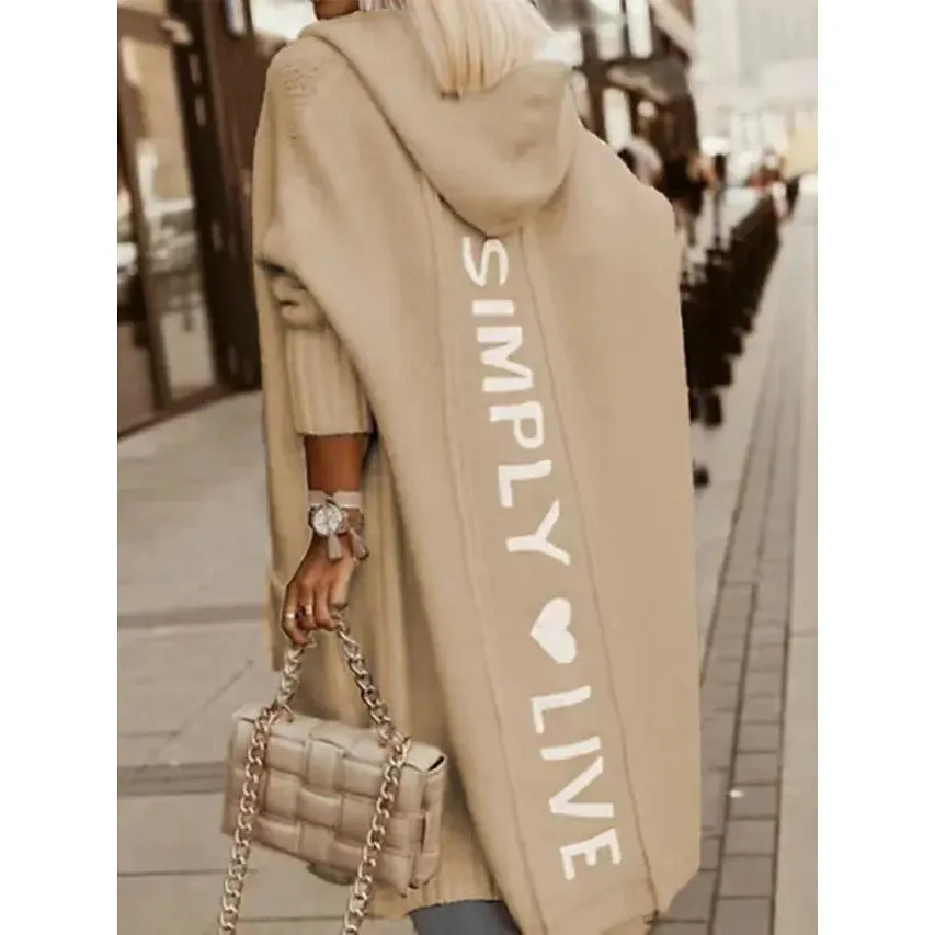 Women's Cardigan Knitted Letter Personalized Stylish Casual Long Sleeve