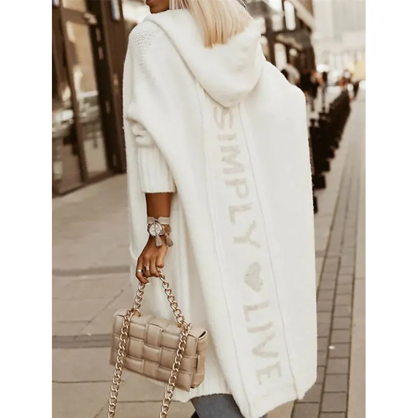 Women's Cardigan Knitted Letter Personalized Stylish Casual Long Sleeve