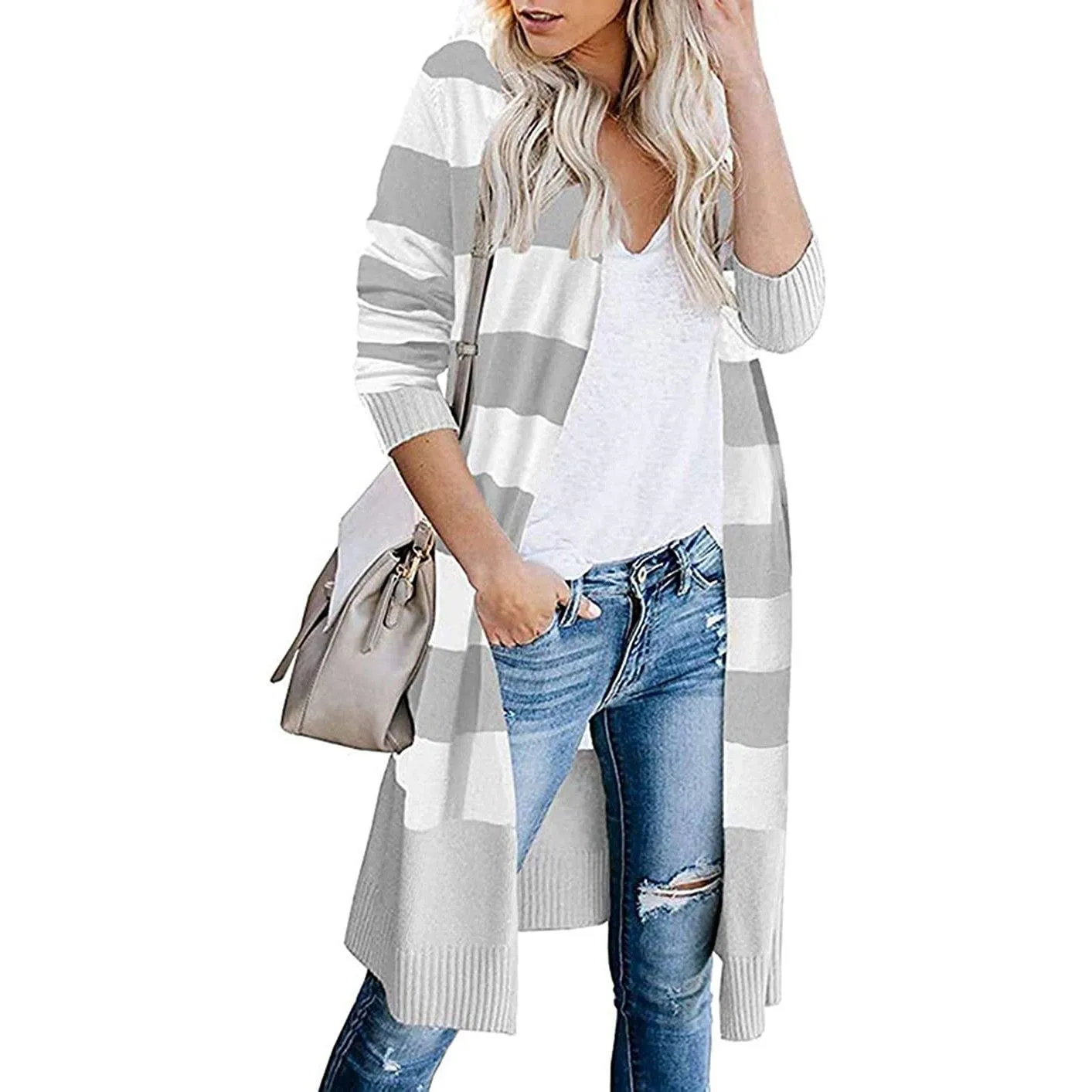 Women’s Open Front Long Cardigan Long Sleeves Lightweight Knit Fall Sweater