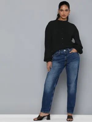 Women's Self Design Band Neck Top