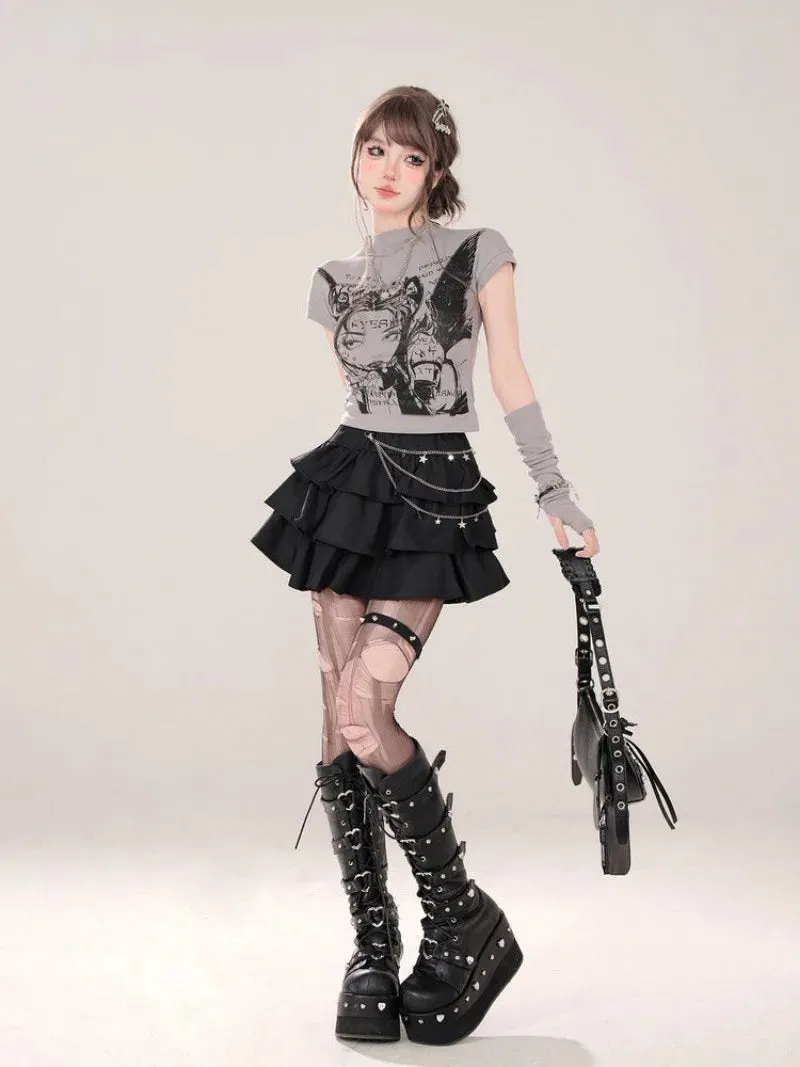 Y2K Layered Ruffle Skirt