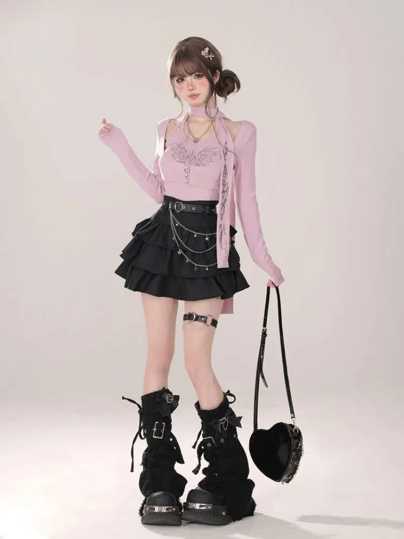 Y2K Layered Ruffle Skirt