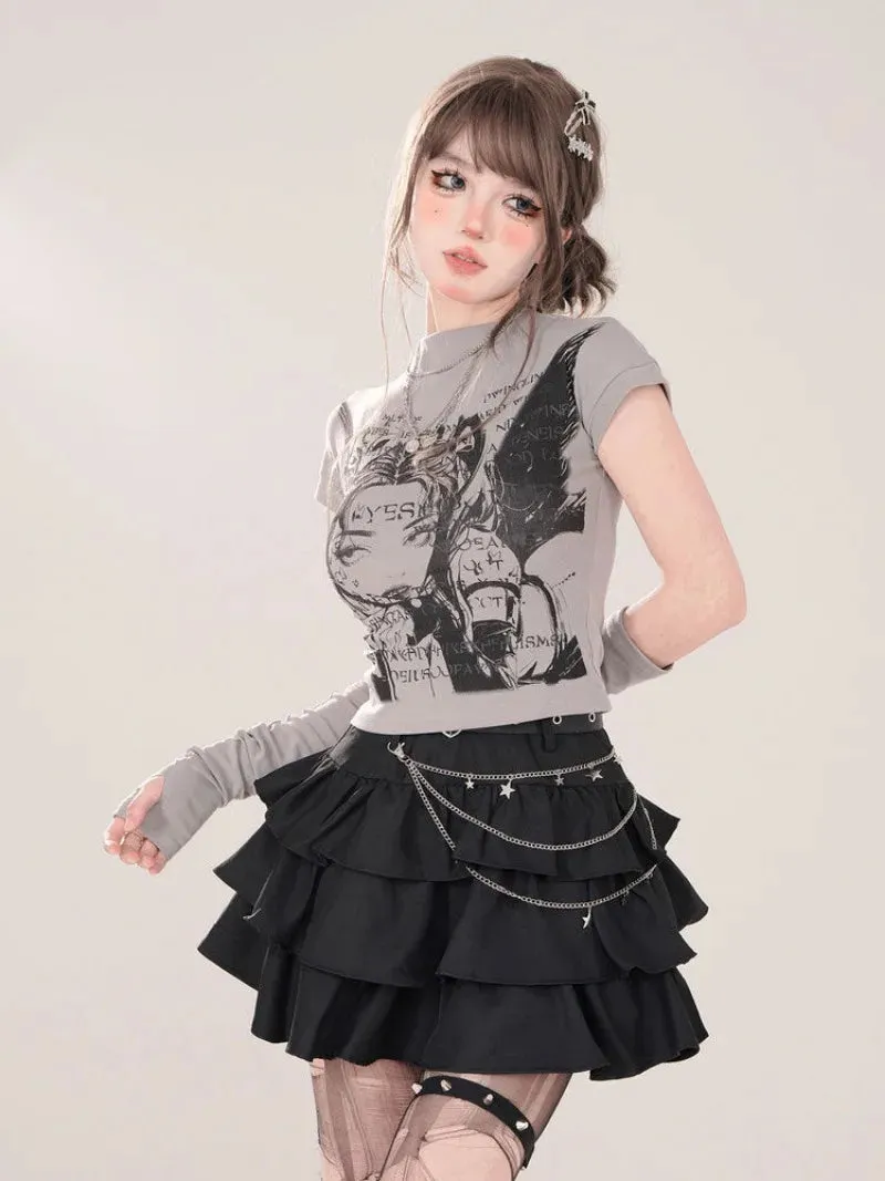 Y2K Layered Ruffle Skirt