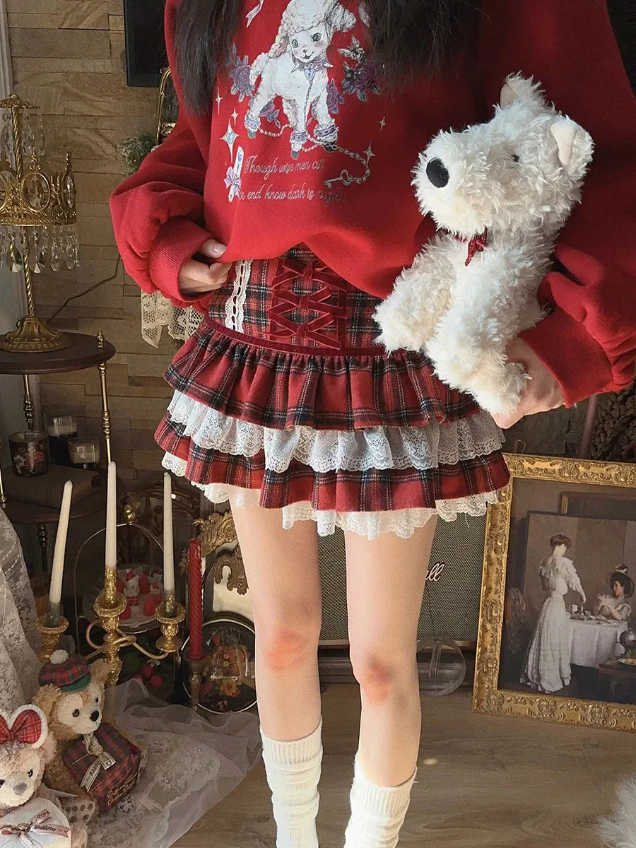 Y2K Plaid Ruffled Mini Skirt