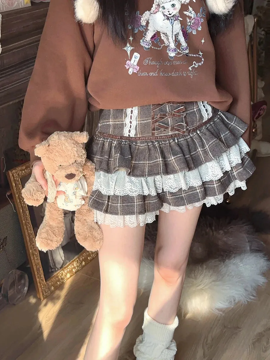 Y2K Plaid Ruffled Mini Skirt