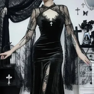 Y2K Sheer Lace O-Neck Blouse for Women with Slim Fit